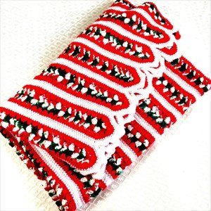 Christmas Hand Crochet Stripe Lap Blanket